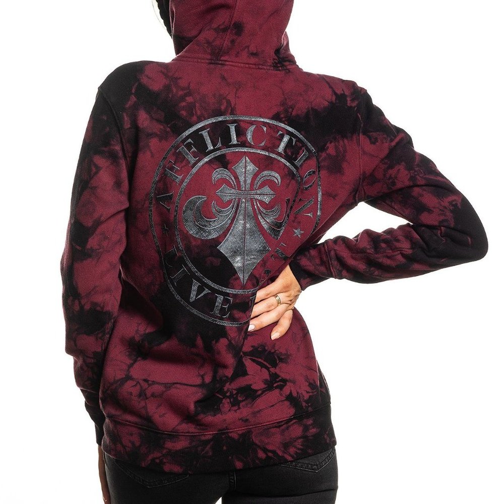 NEW AFFLICTION WOMEN'S DIVIO SANGRIA DYE HOODIE